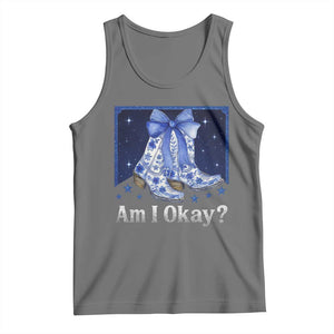 Am I Okay Tank Top Boot Cowgirl Coquette Bow TS10 Black Heather Print Your Wear