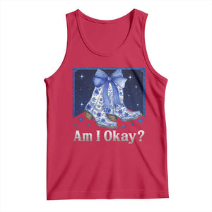 Am I Okay Tank Top Boot Cowgirl Coquette Bow TS10 Red Print Your Wear