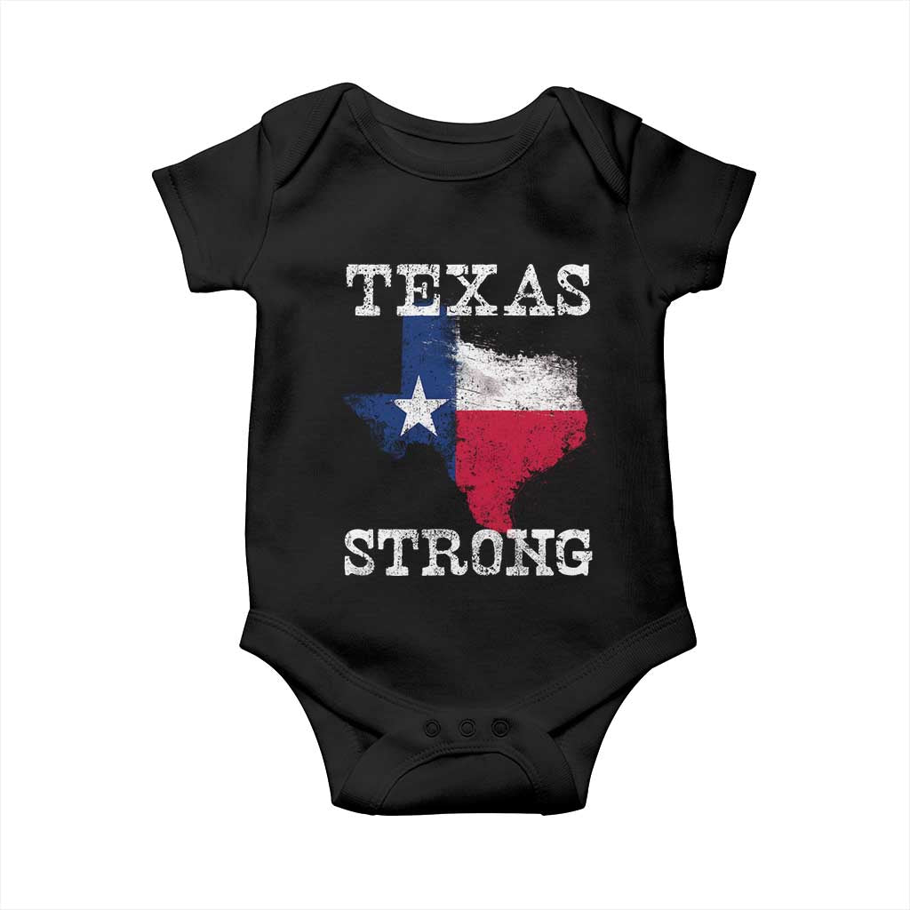 Strong Texas Baby Onesie Distressed Flag Texan Pride Flood Relief Disaster TS10 Black Print Your Wear