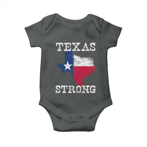 Strong Texas Baby Onesie Distressed Flag Texan Pride Flood Relief Disaster TS10 Dark Heather Print Your Wear