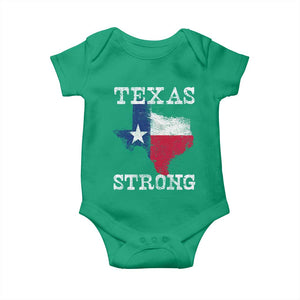 Strong Texas Baby Onesie Distressed Flag Texan Pride Flood Relief Disaster TS10 Irish Green Print Your Wear