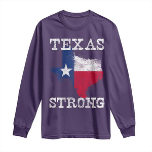 Strong Texas Long Sleeve Shirt Distressed Flag Texan Pride Flood Relief Disaster TS10 Purple Print Your Wear