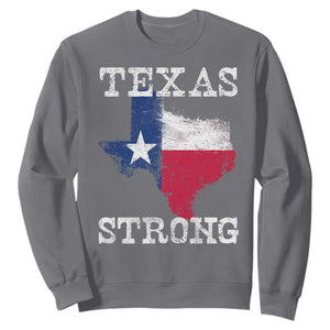 Strong Texas Sweatshirt Distressed Flag Texan Pride Flood Relief Disaster TS10 Charcoal Print Your Wear
