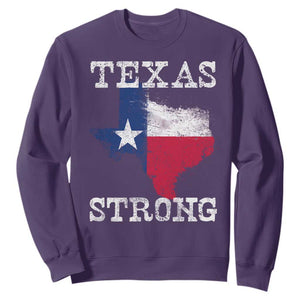 Strong Texas Sweatshirt Distressed Flag Texan Pride Flood Relief Disaster TS10 Purple Print Your Wear