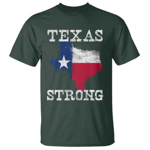 Strong Texas T Shirt Distressed Flag Texan Pride Flood Relief Disaster TS10 Dark Forest Green Print Your Wear
