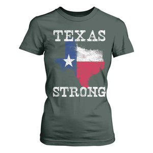 Strong Texas T Shirt For Women Distressed Flag Texan Pride Flood Relief Disaster TS10 Dark Forest Green Print Your Wear