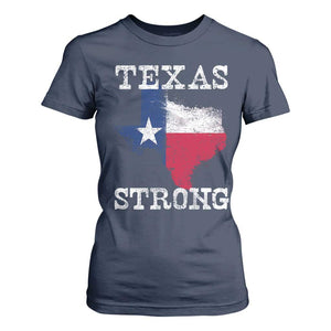 Strong Texas T Shirt For Women Distressed Flag Texan Pride Flood Relief Disaster TS10 Navy Print Your Wear