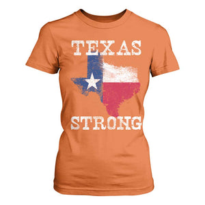 Strong Texas T Shirt For Women Distressed Flag Texan Pride Flood Relief Disaster TS10 Orange Print Your Wear