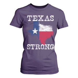 Strong Texas T Shirt For Women Distressed Flag Texan Pride Flood Relief Disaster TS10 Purple Print Your Wear