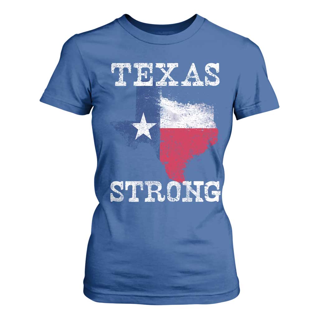 Strong Texas T Shirt For Women Distressed Flag Texan Pride Flood Relief Disaster TS10 Royal Blue Print Your Wear
