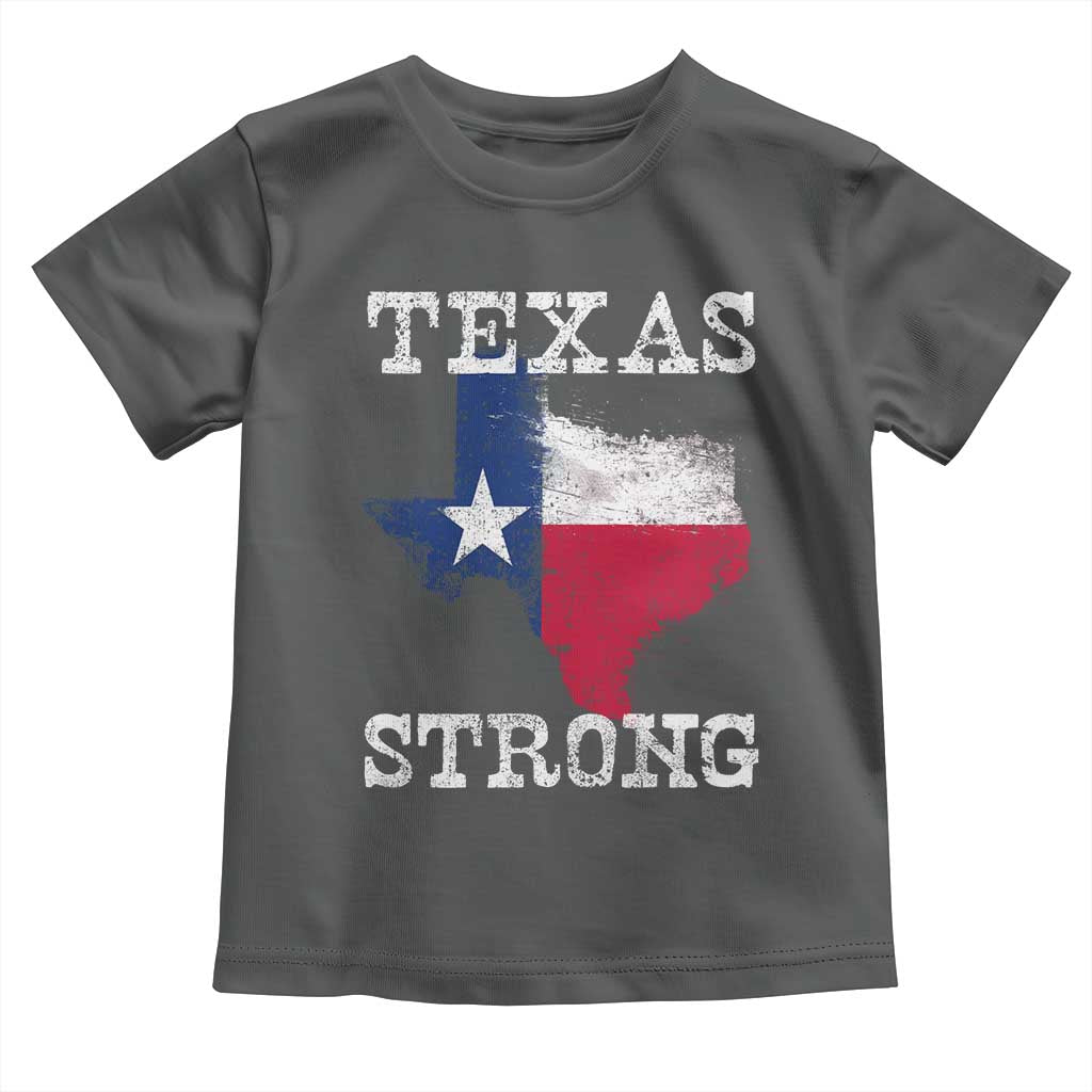 Strong Texas Toddler T Shirt Distressed Flag Texan Pride Flood Relief Disaster TS10 Dark Heather Print Your Wear