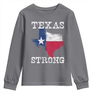 Strong Texas Youth Sweatshirt Distressed Flag Texan Pride Flood Relief Disaster TS10 Charcoal Print Your Wear