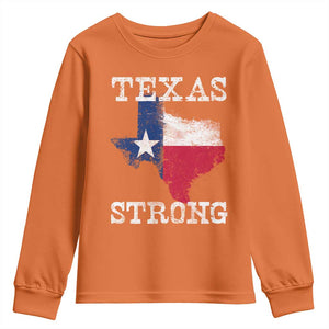 Strong Texas Youth Sweatshirt Distressed Flag Texan Pride Flood Relief Disaster TS10 Orange Print Your Wear