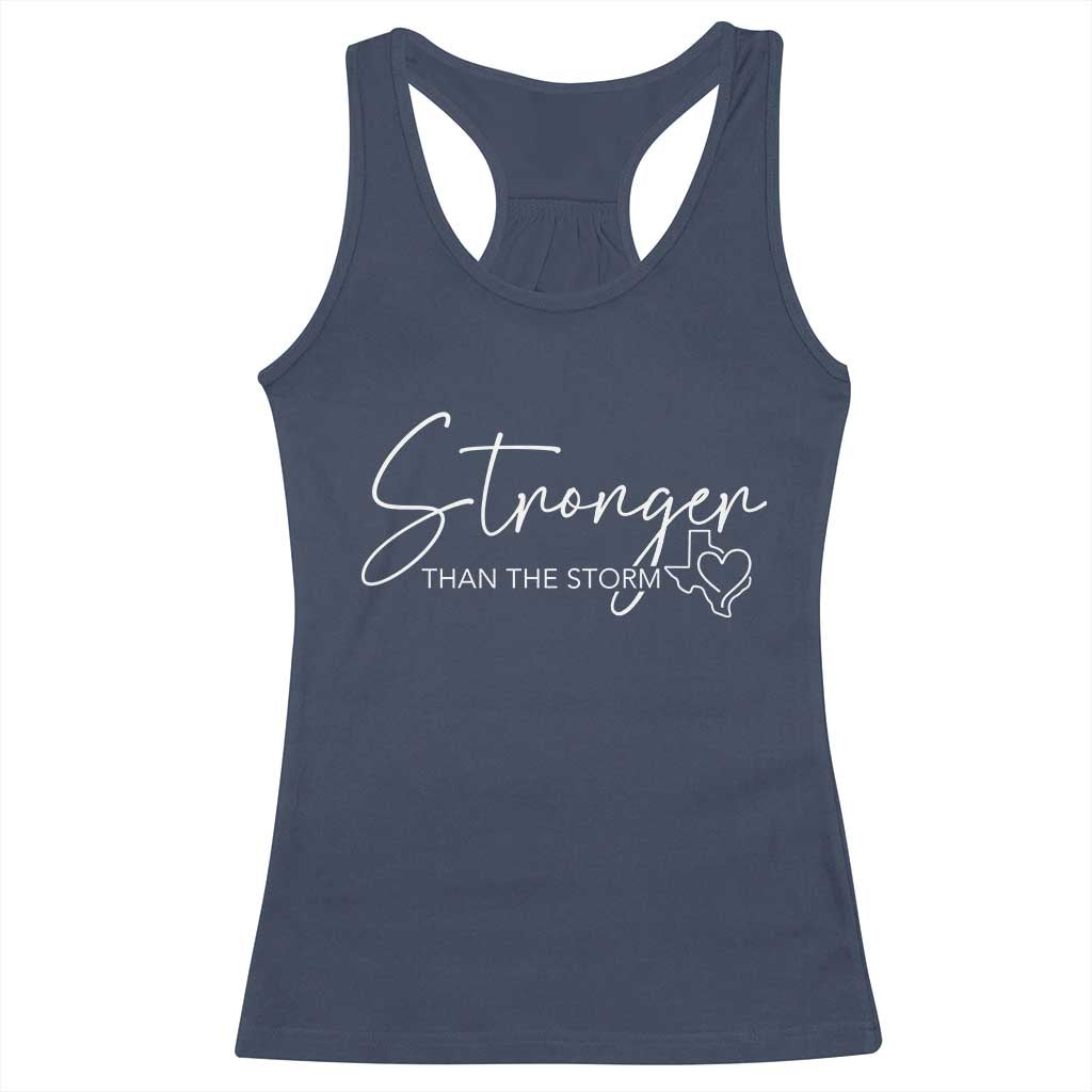 Strong Texas Flood Disaster Relief Racerback Tank Top Hill Country Flooding Survivor Texan TS10 Navy Print Your Wear