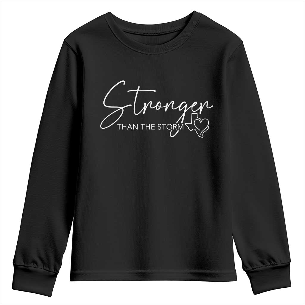 Strong Texas Flood Disaster Relief Youth Sweatshirt Hill Country Flooding Survivor Texan TS10 Black Print Your Wear