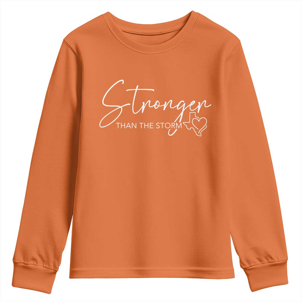 Strong Texas Flood Disaster Relief Youth Sweatshirt Hill Country Flooding Survivor Texan TS10 Orange Print Your Wear