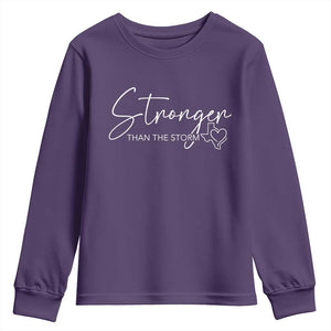 Strong Texas Flood Disaster Relief Youth Sweatshirt Hill Country Flooding Survivor Texan TS10 Purple Print Your Wear