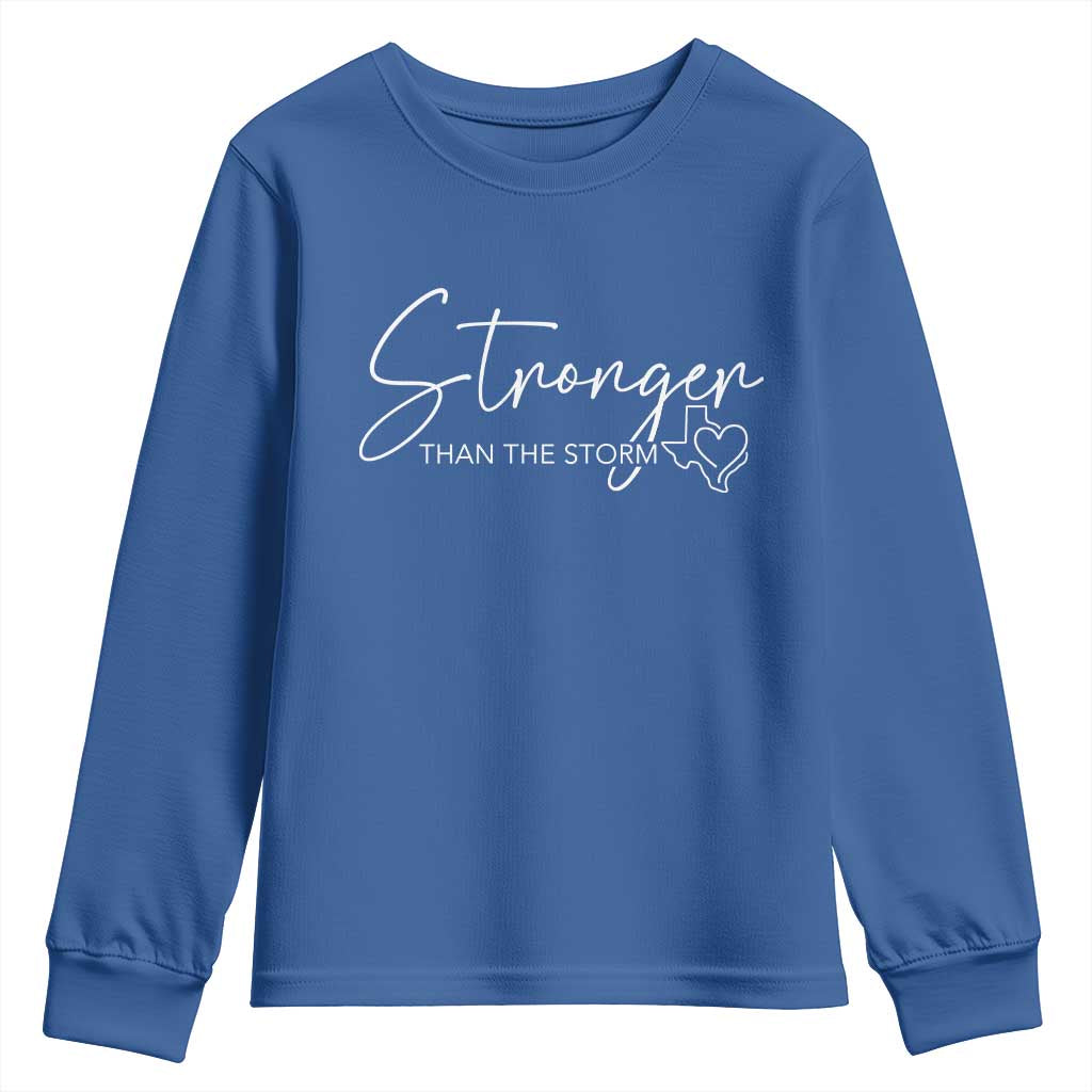 Strong Texas Flood Disaster Relief Youth Sweatshirt Hill Country Flooding Survivor Texan TS10 Royal Blue Print Your Wear