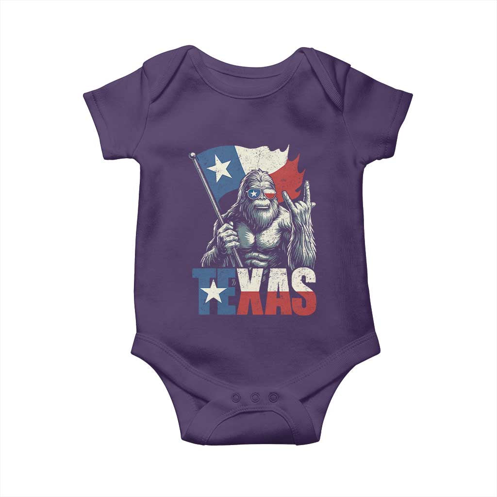 Bigfoot Texas Baby Onesie Sasquatch Loves Rock On Hand Texan Texas Flag TS10 Purple Print Your Wear