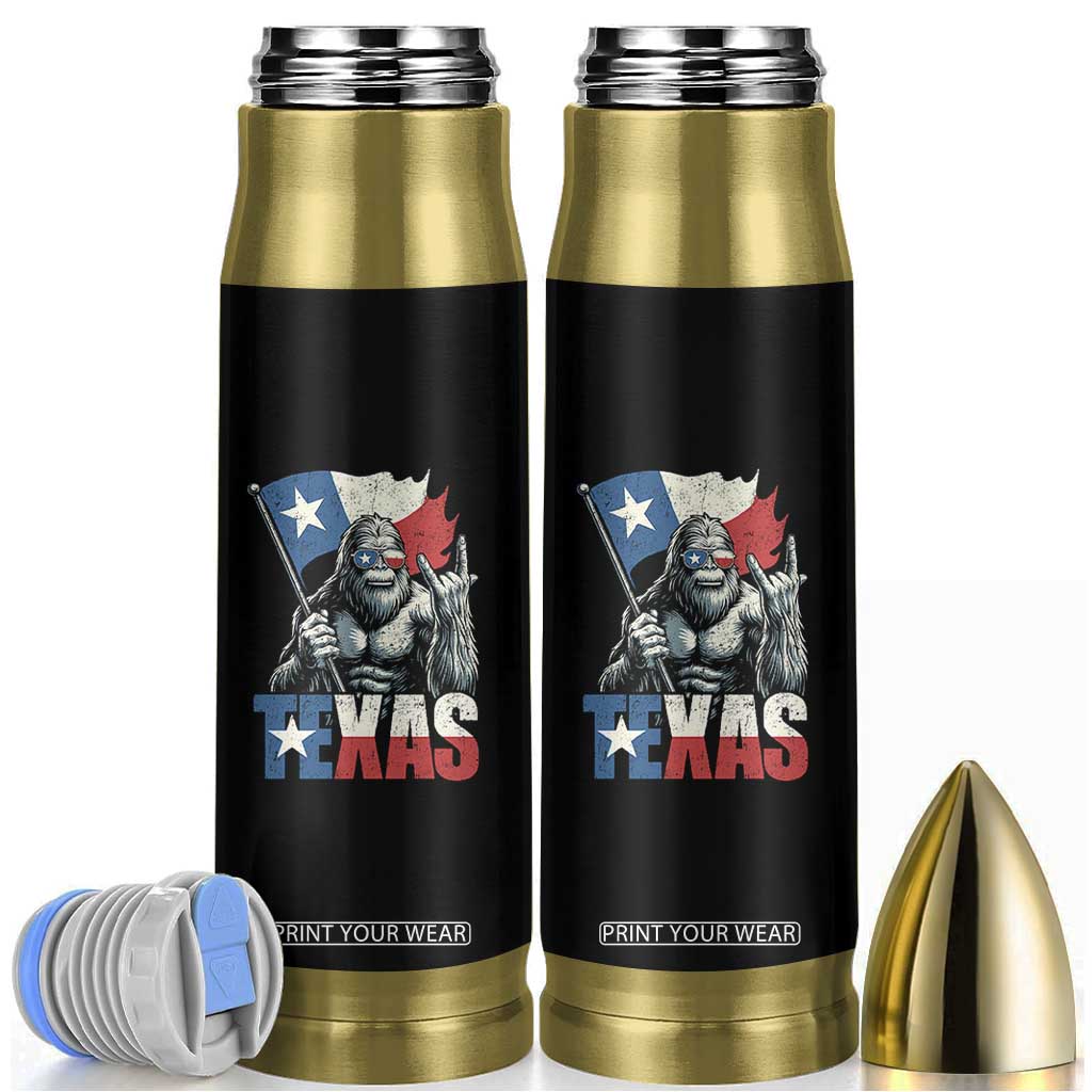 Bigfoot Texas Bullet Tumbler Sasquatch Loves Rock On Hand Texan Texas Flag TS10 Black Print Your Wear