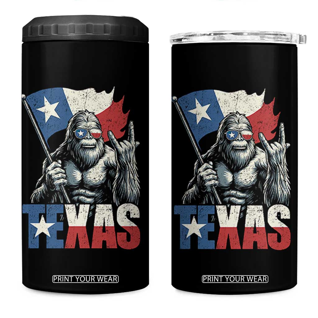 Bigfoot Texas 4 in 1 Can Cooler Tumbler Sasquatch Loves Rock On Hand Texan Texas Flag TS10 One Size: 16 oz Black Print Your Wear