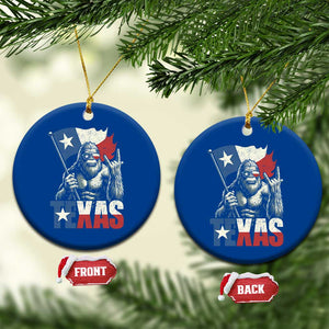Bigfoot Texas Ceramic Ornament Sasquatch Loves Rock On Hand Texan Texas Flag - Print Your Wear