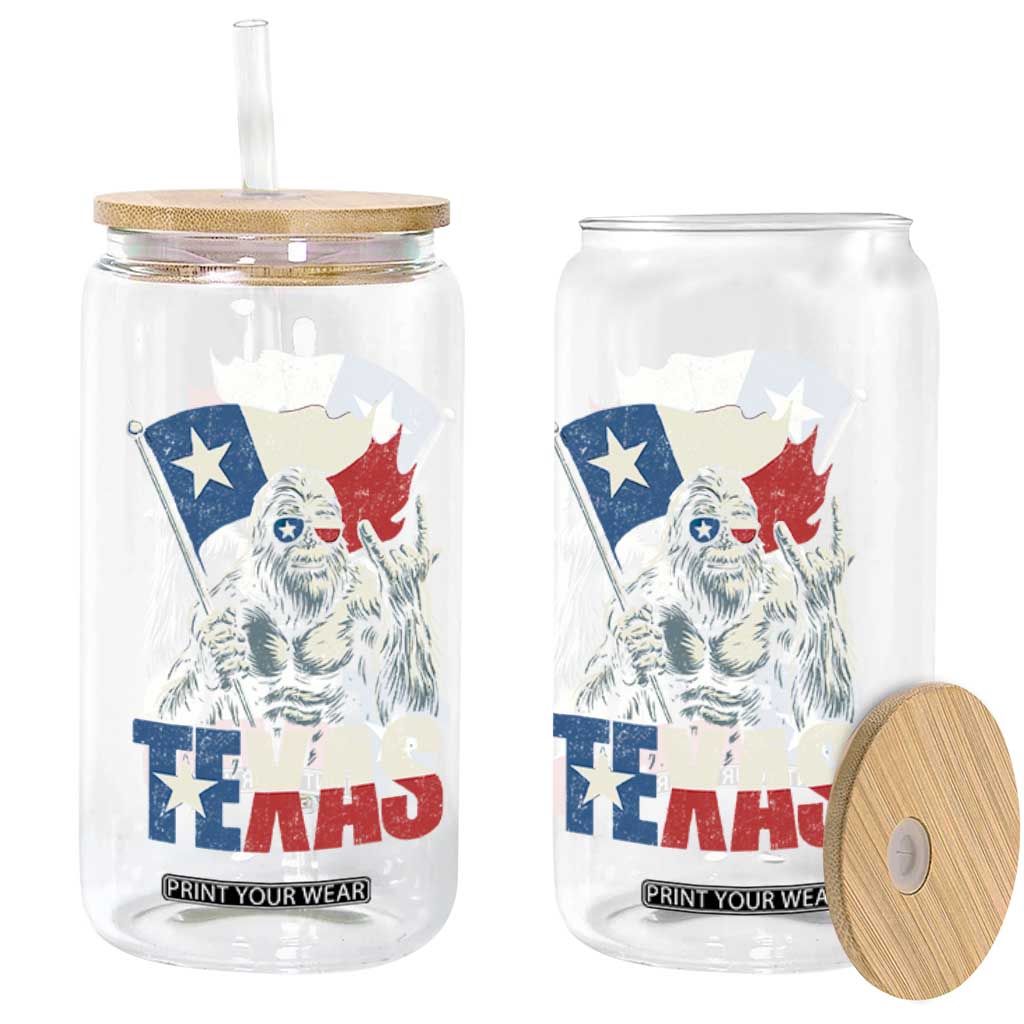 Bigfoot Texas Glass Can Sasquatch Loves Rock On Hand Texan Texas Flag TS10 Print Your Wear