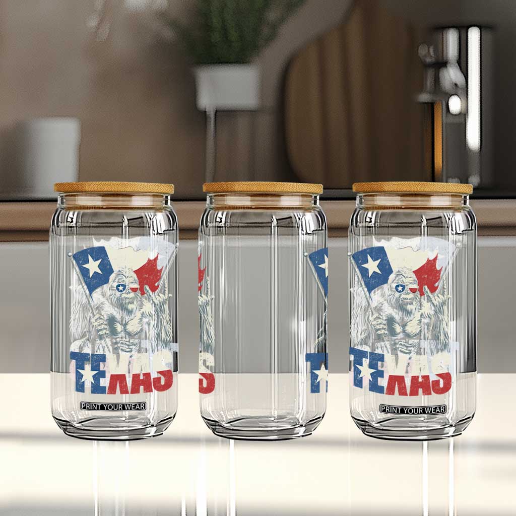 Bigfoot Texas Glass Can Sasquatch Loves Rock On Hand Texan Texas Flag TS10 Print Your Wear