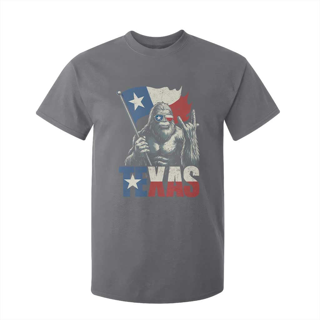 Bigfoot Texas T Shirt For Kid Sasquatch Loves Rock On Hand Texan Texas Flag TS10 Charcoal Print Your Wear