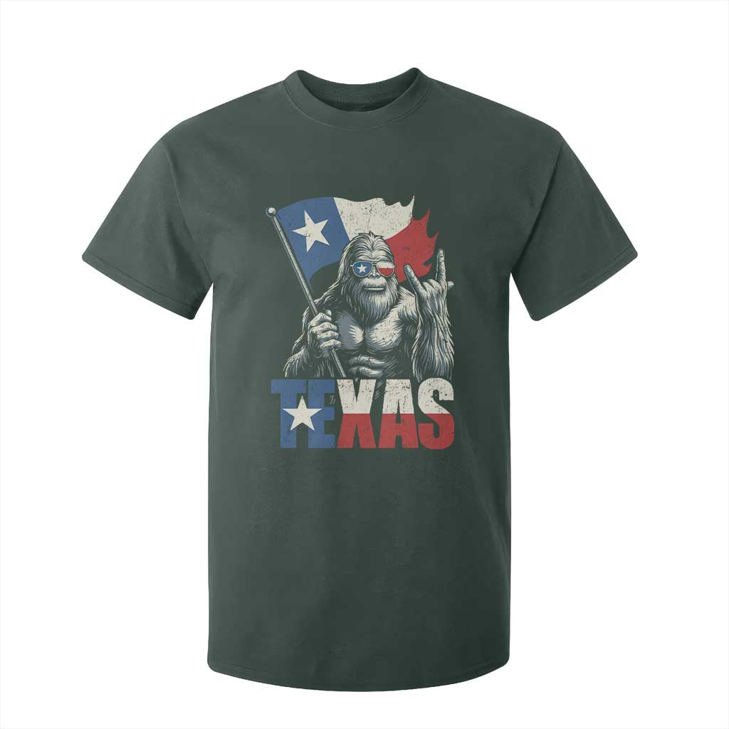 Bigfoot Texas T Shirt For Kid Sasquatch Loves Rock On Hand Texan Texas Flag TS10 Dark Forest Green Print Your Wear