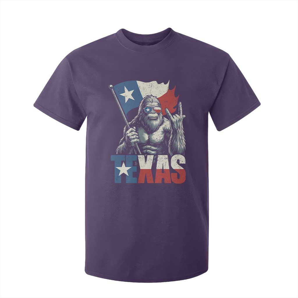 Bigfoot Texas T Shirt For Kid Sasquatch Loves Rock On Hand Texan Texas Flag TS10 Purple Print Your Wear