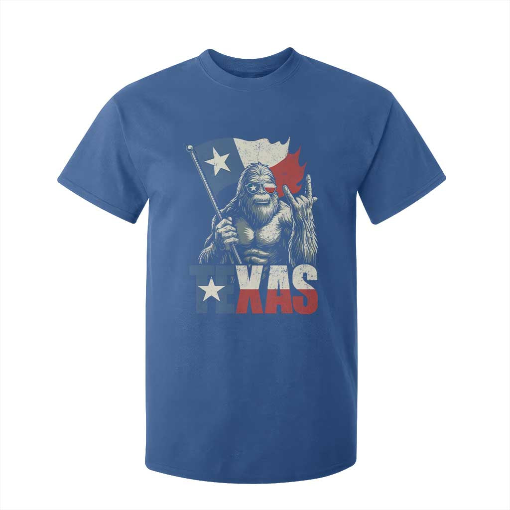 Bigfoot Texas T Shirt For Kid Sasquatch Loves Rock On Hand Texan Texas Flag TS10 Royal Blue Print Your Wear