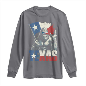 Bigfoot Texas Long Sleeve Shirt Sasquatch Loves Rock On Hand Texan Texas Flag TS10 Charcoal Print Your Wear