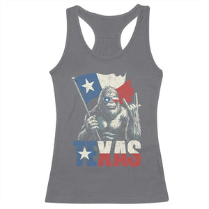 Bigfoot Texas Racerback Tank Top Sasquatch Loves Rock On Hand Texan Texas Flag - Print Your Wear