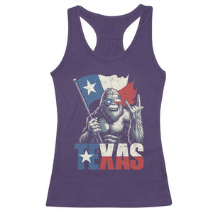 Bigfoot Texas Racerback Tank Top Sasquatch Loves Rock On Hand Texan Texas Flag - Print Your Wear