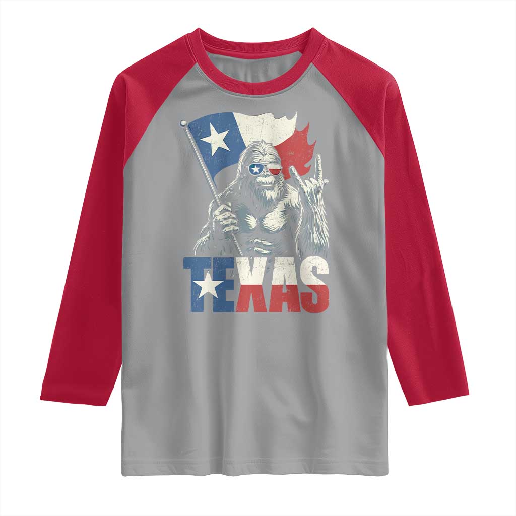 Bigfoot Texas Raglan Shirt Sasquatch Loves Rock On Hand Texan Texas Flag TS10 Sport Gray Red Print Your Wear
