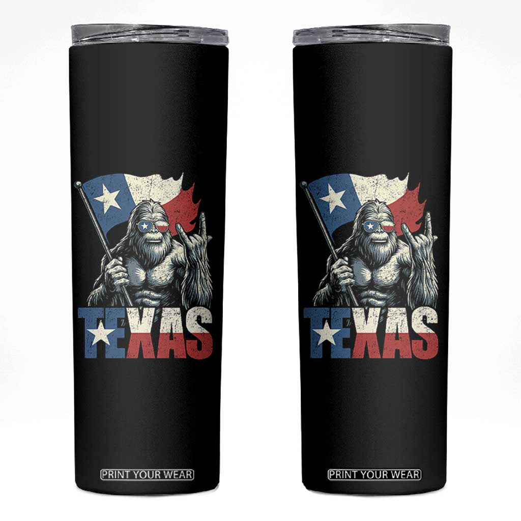Bigfoot Texas Skinny Tumbler Sasquatch Loves Rock On Hand Texan Texas Flag TS10 Black Print Your Wear