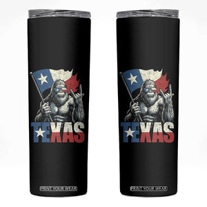 Bigfoot Texas Skinny Tumbler Sasquatch Loves Rock On Hand Texan Texas Flag TS10 Black Print Your Wear