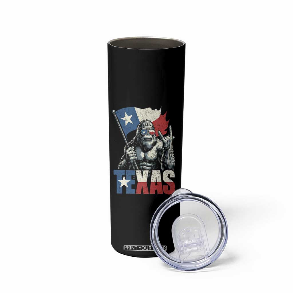 Bigfoot Texas Skinny Tumbler Sasquatch Loves Rock On Hand Texan Texas Flag TS10 Print Your Wear