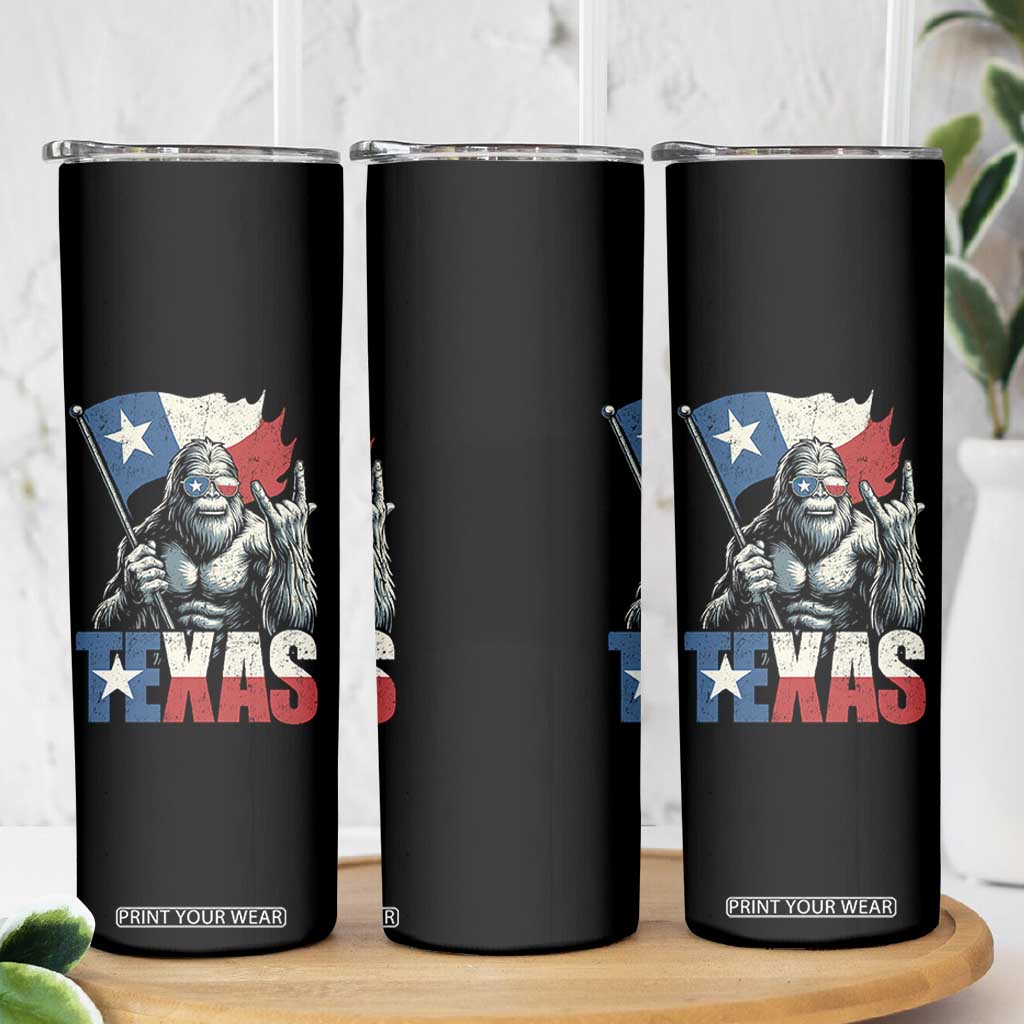 Bigfoot Texas Skinny Tumbler Sasquatch Loves Rock On Hand Texan Texas Flag TS10 Print Your Wear