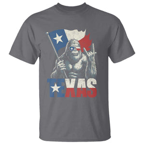 Bigfoot Texas T Shirt Sasquatch Loves Rock On Hand Texan Texas Flag TS10 Charcoal Print Your Wear