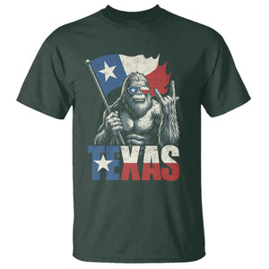 Bigfoot Texas T Shirt Sasquatch Loves Rock On Hand Texan Texas Flag TS10 Dark Forest Green Print Your Wear