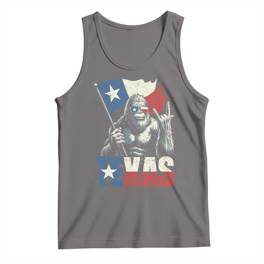Bigfoot Texas Tank Top Sasquatch Loves Rock On Hand Texan Texas Flag - Print Your Wear