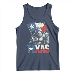 Bigfoot Texas Tank Top Sasquatch Loves Rock On Hand Texan Texas Flag - Print Your Wear