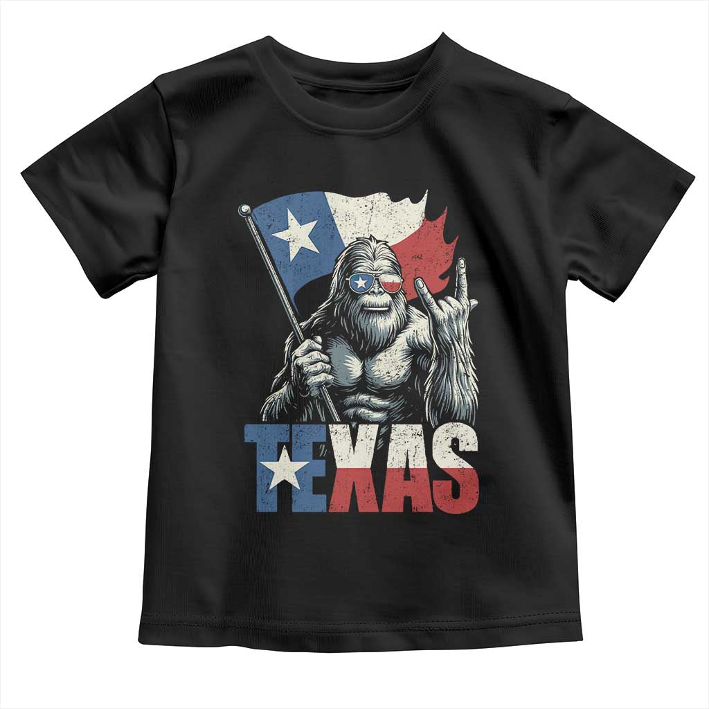 Bigfoot Texas Toddler T Shirt Sasquatch Loves Rock On Hand Texan Texas Flag TS10 Black Print Your Wear