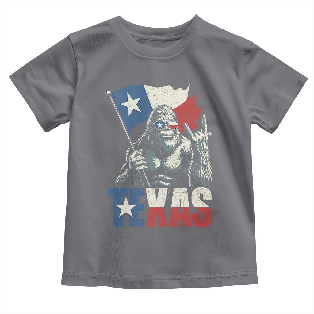 Bigfoot Texas Toddler T Shirt Sasquatch Loves Rock On Hand Texan Texas Flag TS10 Charcoal Print Your Wear