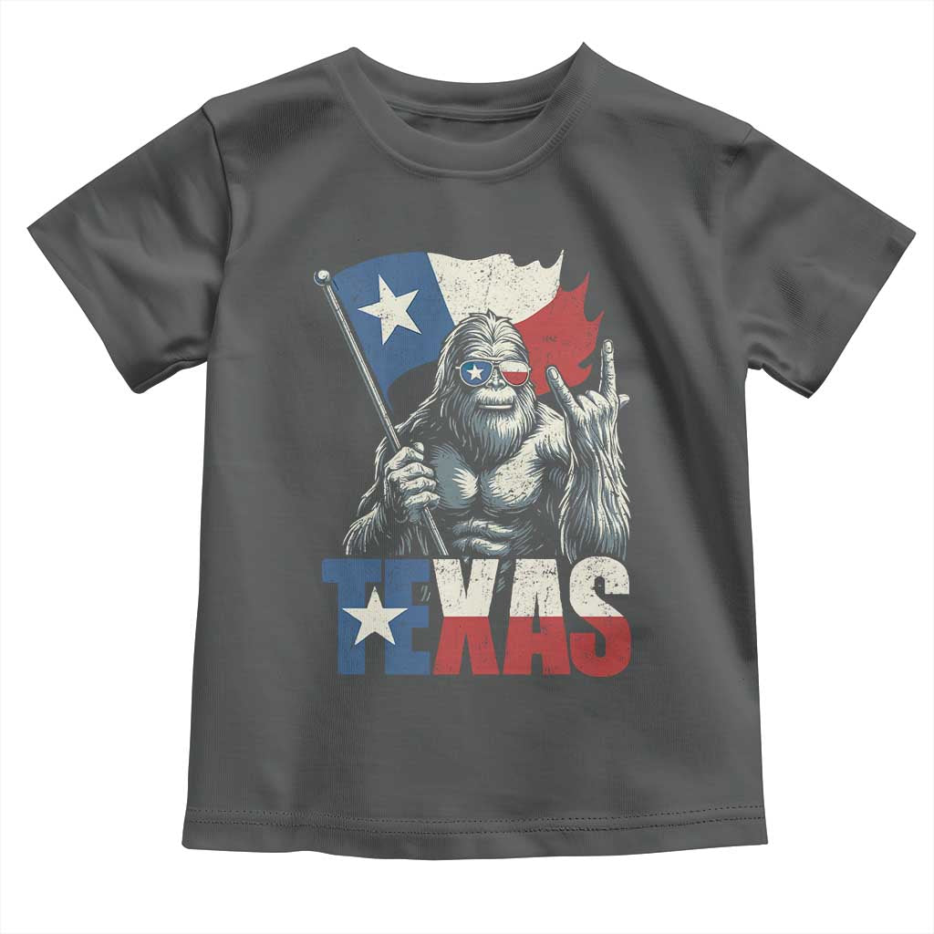 Bigfoot Texas Toddler T Shirt Sasquatch Loves Rock On Hand Texan Texas Flag TS10 Dark Heather Print Your Wear