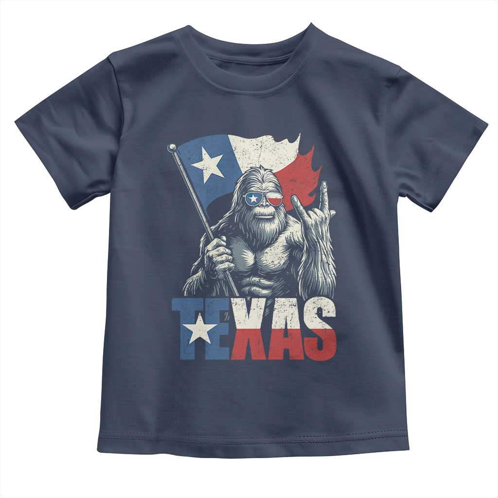 Bigfoot Texas Toddler T Shirt Sasquatch Loves Rock On Hand Texan Texas Flag TS10 Navy Print Your Wear