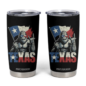 Bigfoot Texas Tumbler Cup Sasquatch Loves Rock On Hand Texan Texas Flag TS10 Black Print Your Wear