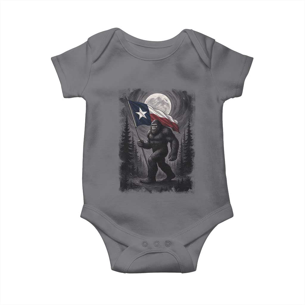 Bigfoot Texas Baby Onesie Forest Sasquatch Loves Rock On Hand Texas Flag TS10 Charcoal Print Your Wear
